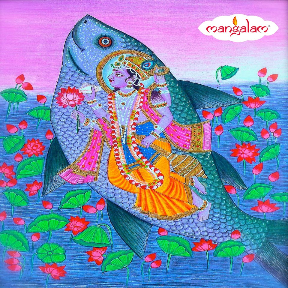 The Story of Matsya Avatar Lord Vishnu House of Mangalam