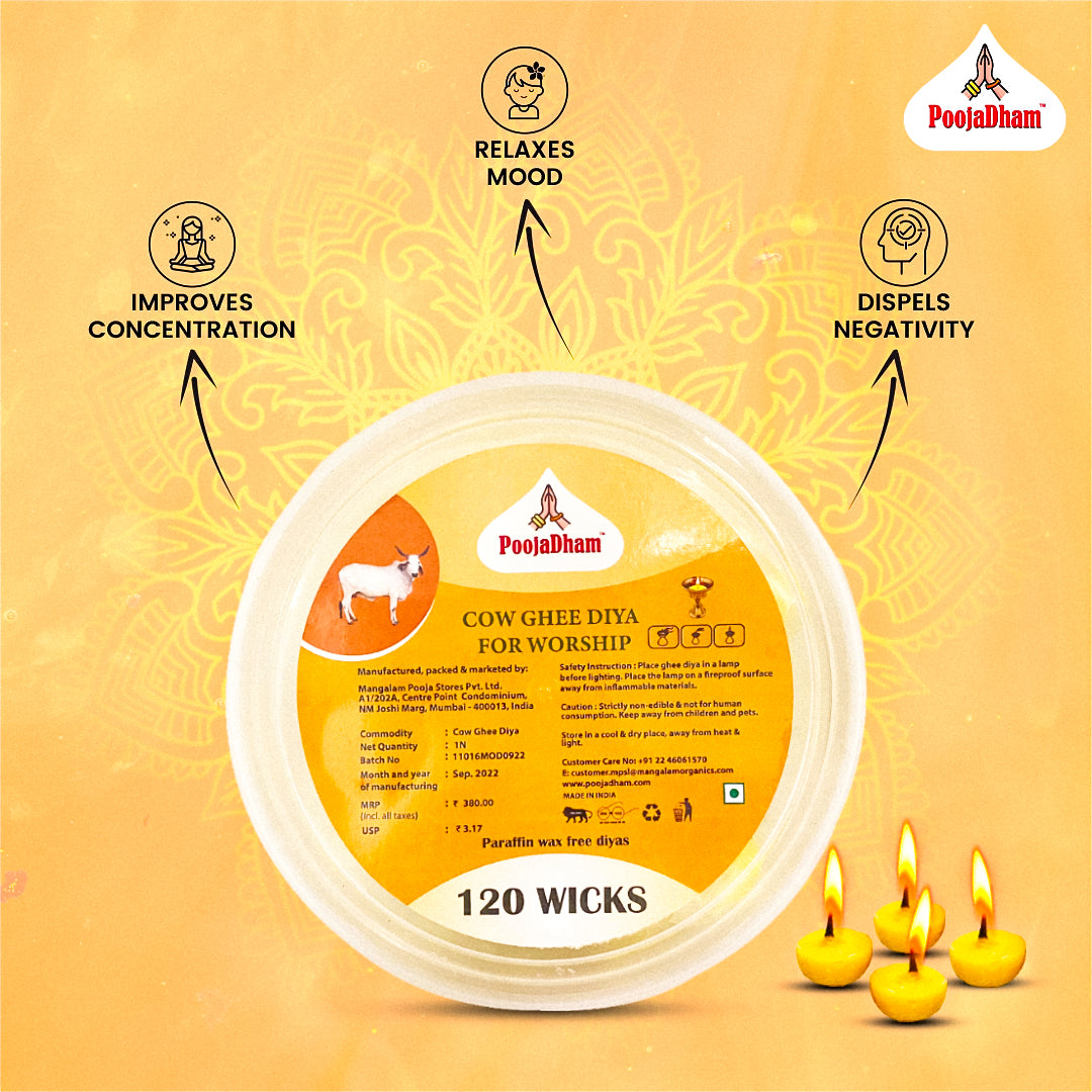 Scented Cow ghee wicks - 120 pcs